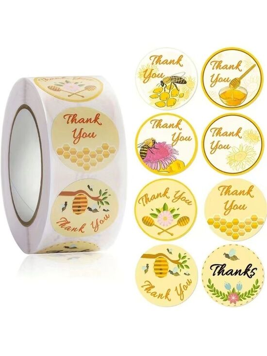 Other - 500 Roll Bee Honeycomb Sealing Thank You Sticker 1 inch Round